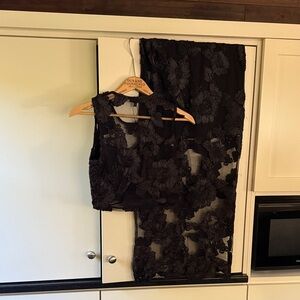 Elegant Black Floral Lace matching set